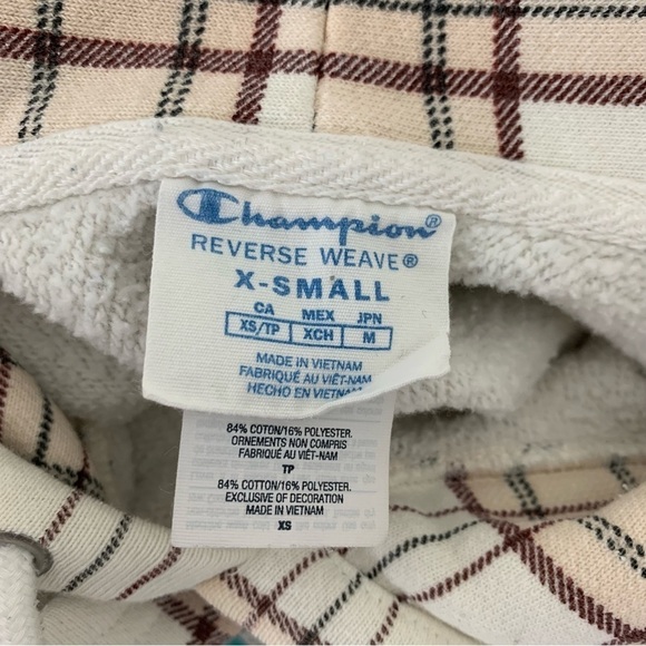 Champion UO Exclusive Plaid Hoodie Sweatshirt Women’s XS Reverse Weave - Picture 14 of 16